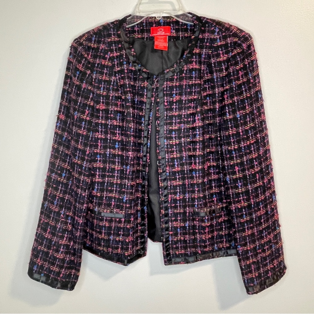 Oscar by Oscar De La Renta tweed jacket blazer size 12 multicolor black pink